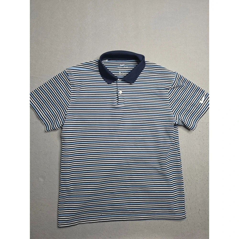 Nike Dri-Fit Polo Shirt Men's Medium Multicolor Striped Standard Fit Golf Tennis